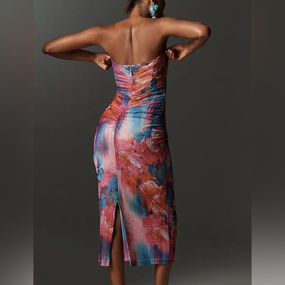 XS NWT Anthropologie Ruched Strapless Dress - Picture 3 of 6
